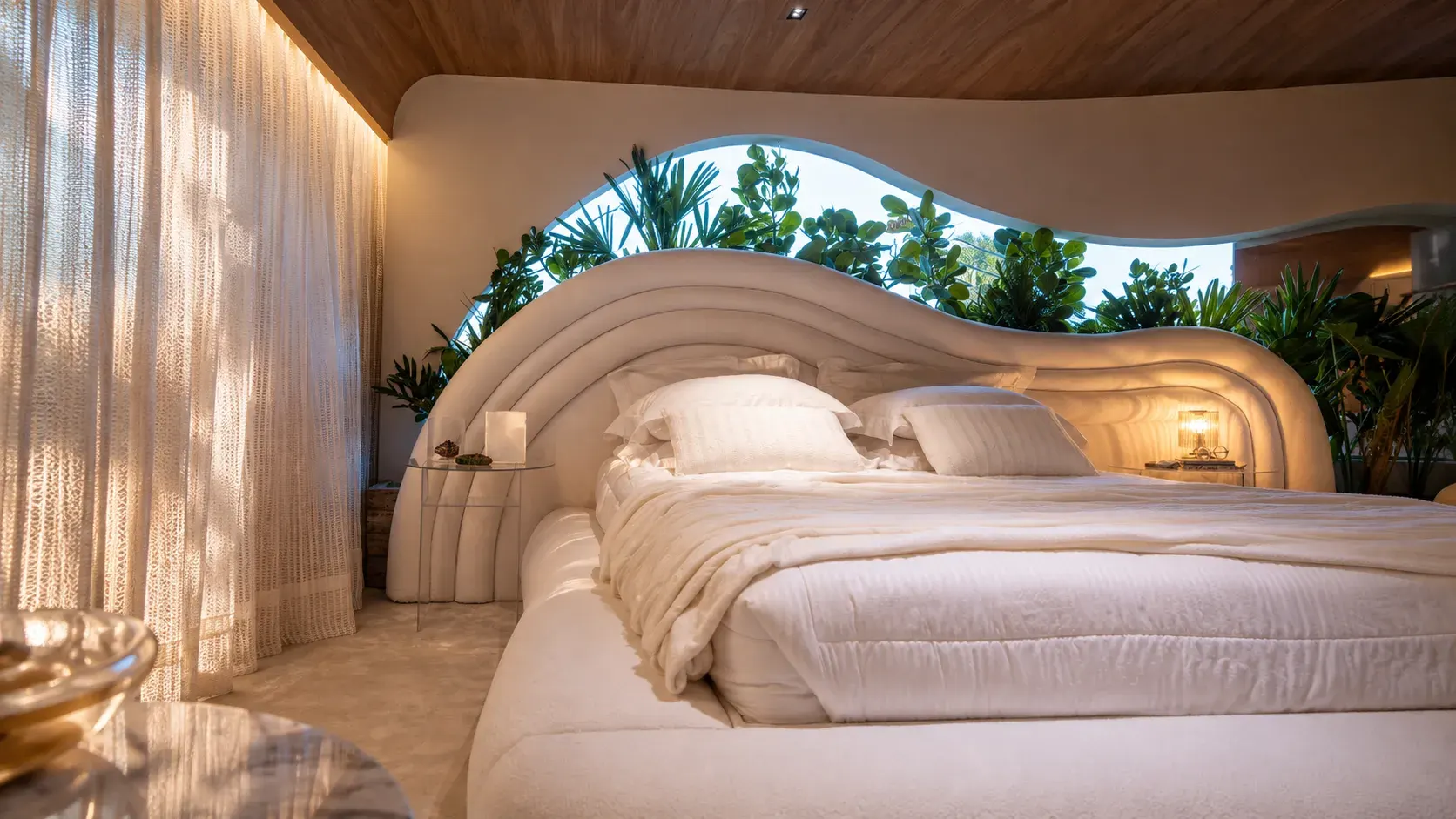 Suíte com cama escultural