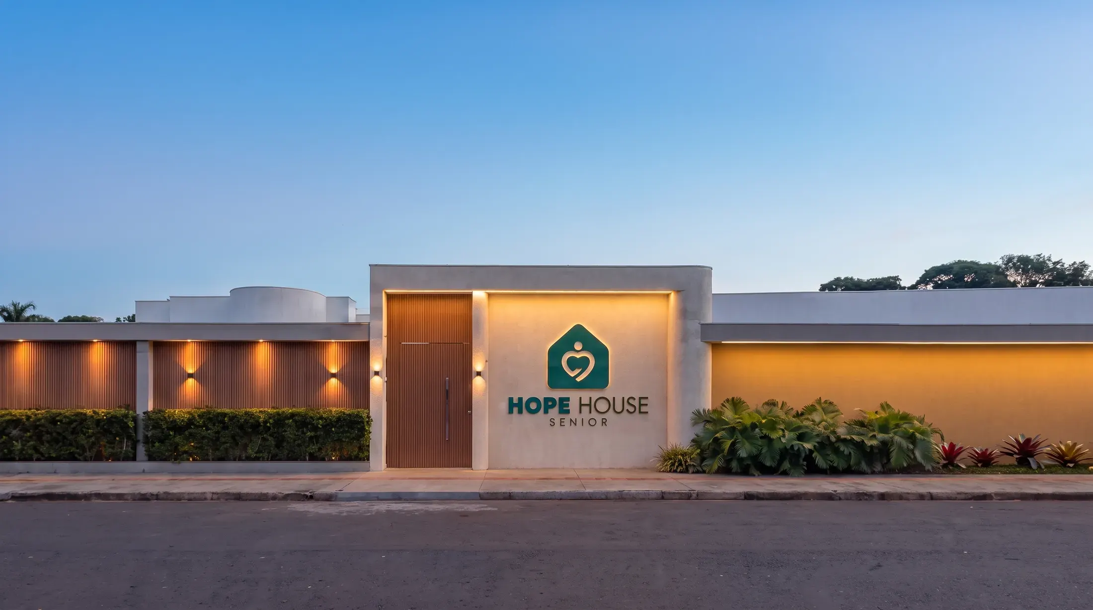 Hope House · fachada ao entardecer