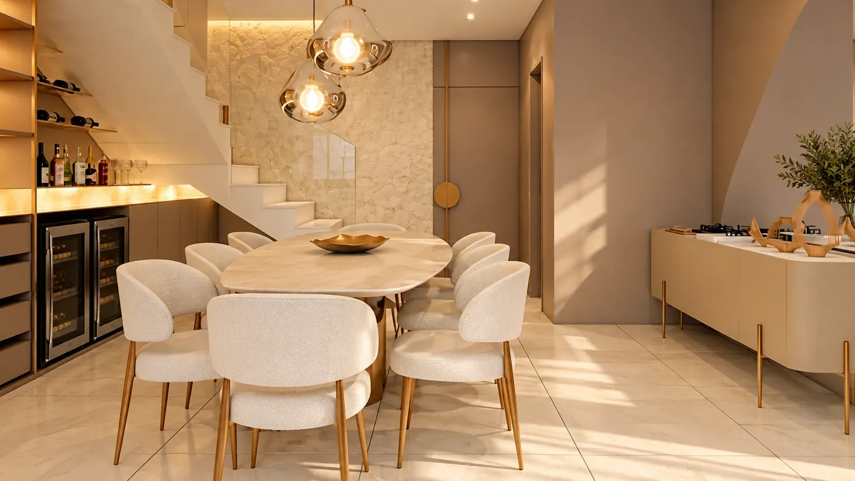 Jantar contemporâneo com adega